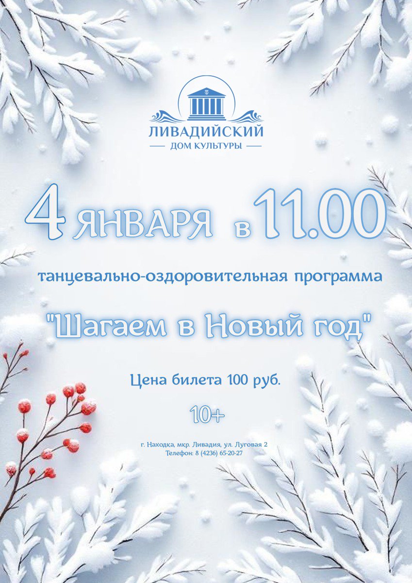 4 ЯНВАРЯ - танцевально-оздоровительная программа "Шагаем в Новый год